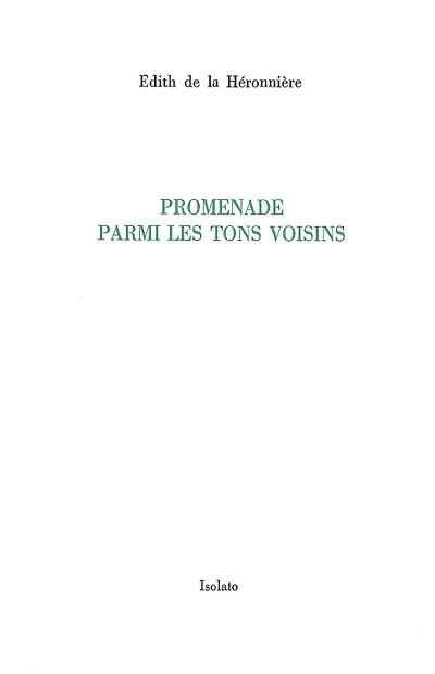 PROMENADE PARMI LES TONS VOISINS 